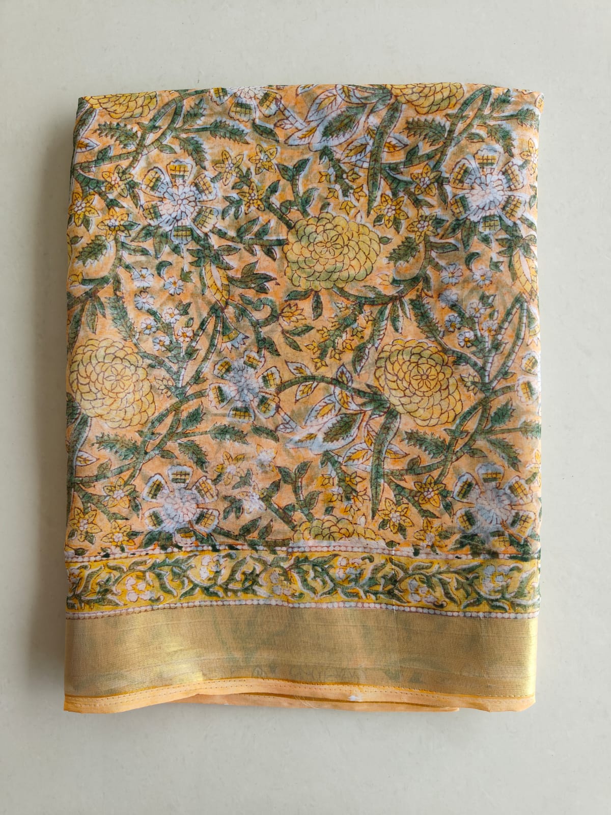 Hand Brush Painted Chiffon Saree with Blouse ( CIA78)