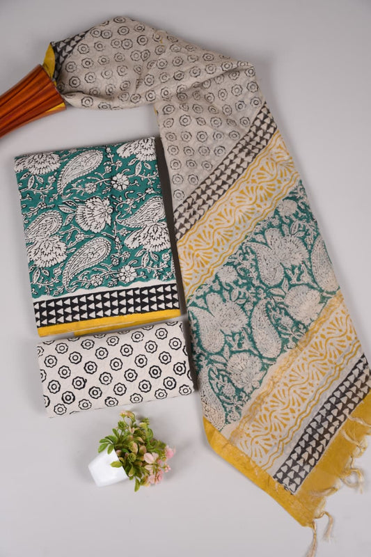 JAIPUR COTTON SUIT WITH CHANDERI DUPPATA (CSS1)
