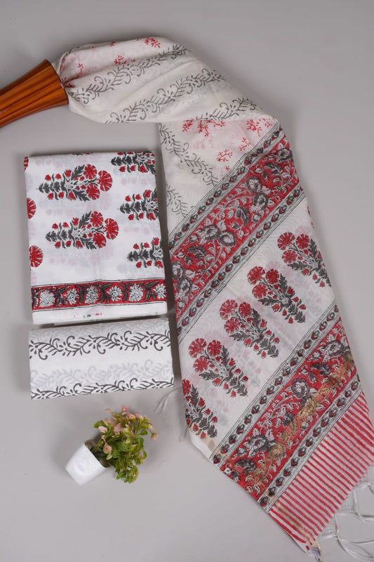 JAIPUR COTTON SUIT WITH CHANDERI DUPPATA (CSS3)