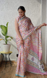 Ajrakh Hand Block Bagru Vanspati Printend Modal Silk Saree with Blouse (CID5)
