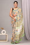 Ajrakh Hand Block Bagru Vanspati Printend Modal Silk Saree with Blouse (CID14)