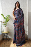 HAND BLOCK PRINTED AJARKH MODAL SILK SAREE (CIG17)