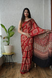 HAND BLOCK PRINTED AJARKH MODAL SILK SAREE (CIG20)