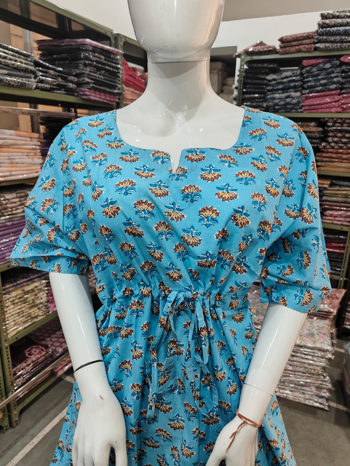 Pure Hand Block Bagru Printed Kaftan (CIO5)