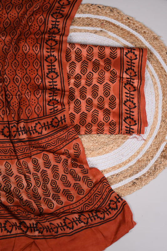 Vanaspati Ajrakh Hand Block Printed Suits Modal Silk Fabric (CIT10)