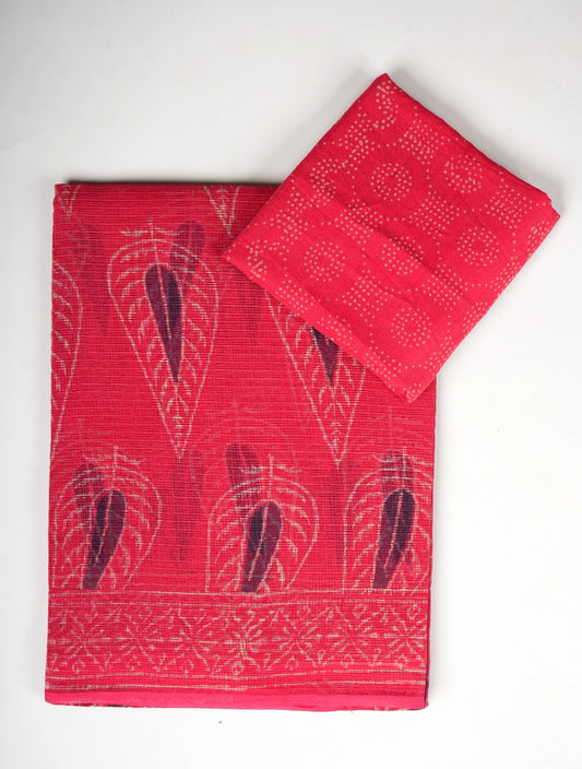 HAND BLOCK KALAMKARI BAGRU PRINTED KOTA DORIYA SAREE WITH MULMUL BLOUSE (KDS15)