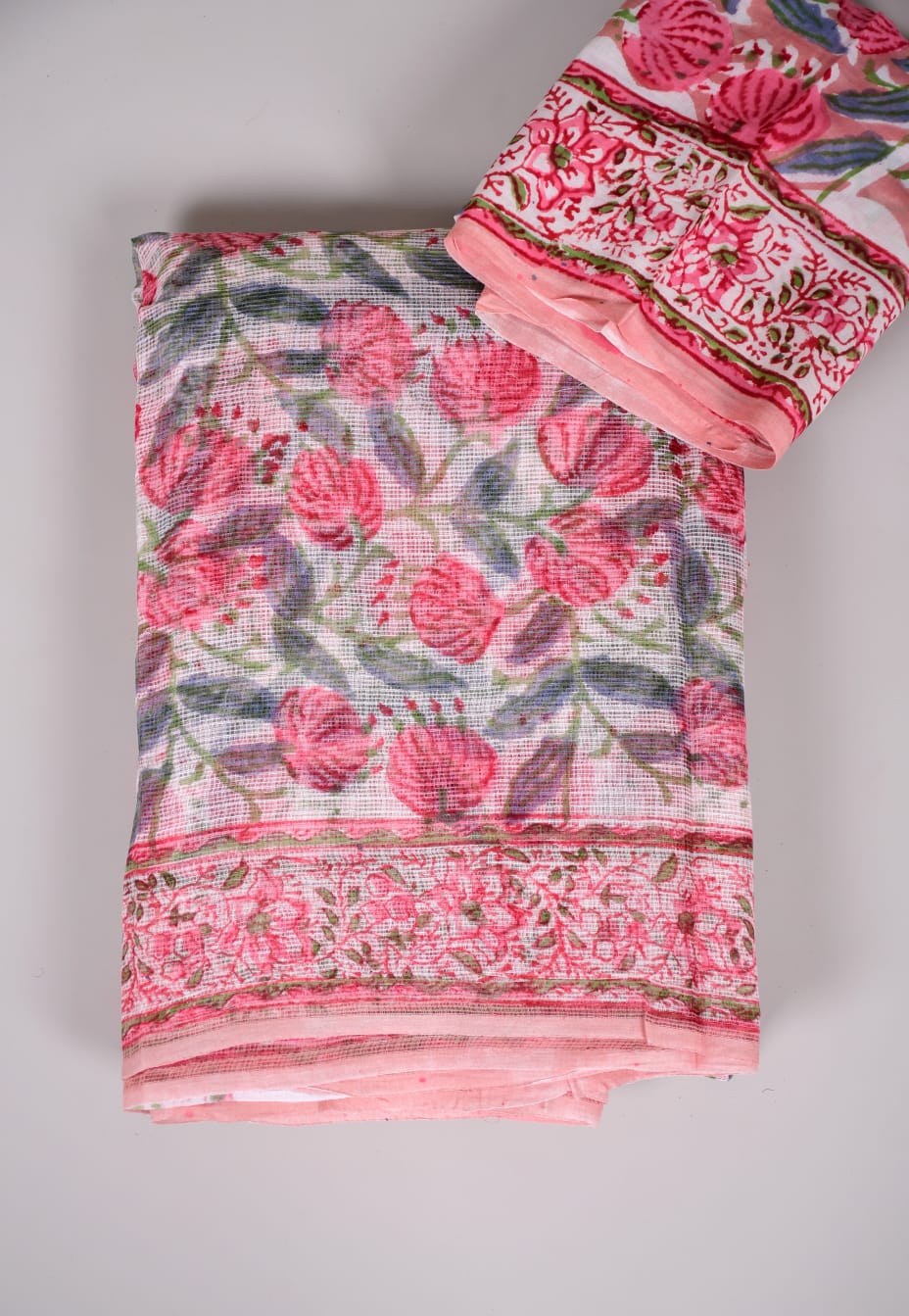HAND BLOCK BAGRU PRINTED KOTA DORIYA SAREE WITH MULMUL BLOUSE (KDS33)
