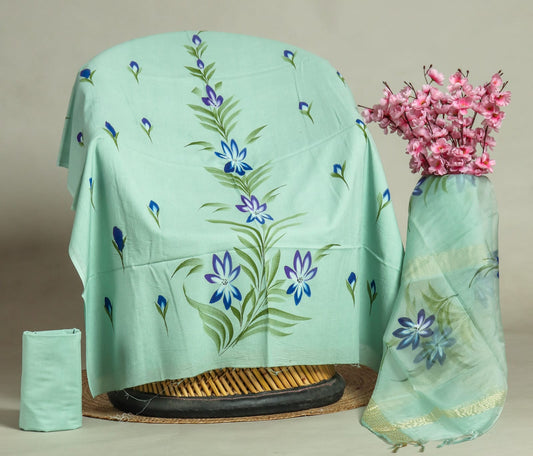 PRIMIUM JAIPURI COTTON SUIT WITH ORGANZA SILK DUPPATA (COS17)