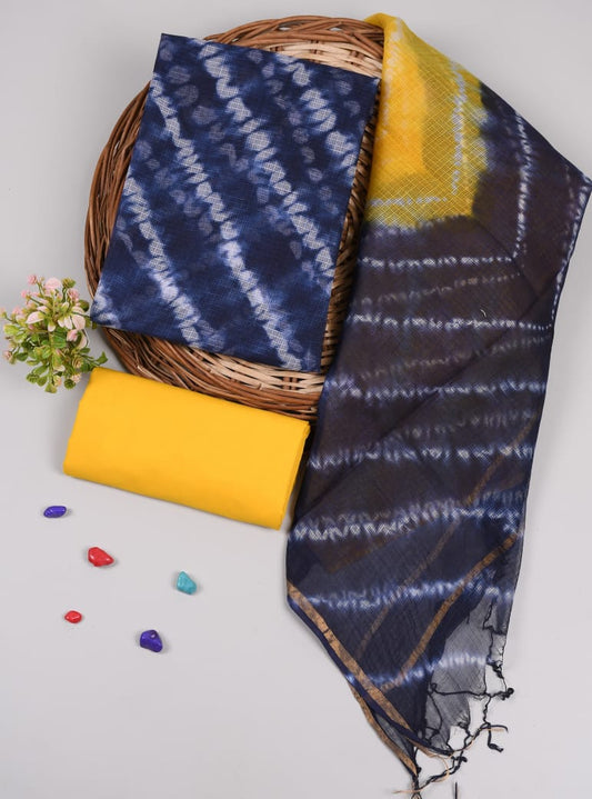HAND BLOCK PRINTED KOTA DORIYA SUIT WITH KOTA DORIYA DUPPATA (FKS24)
