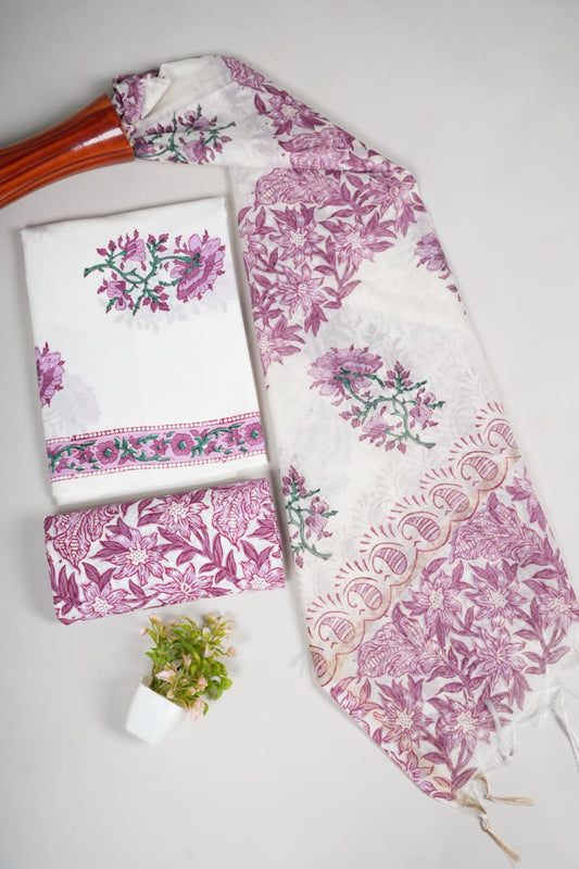 JAIPUR COTTON SUIT WITH CHANDERI DUPPATA (CSS2)