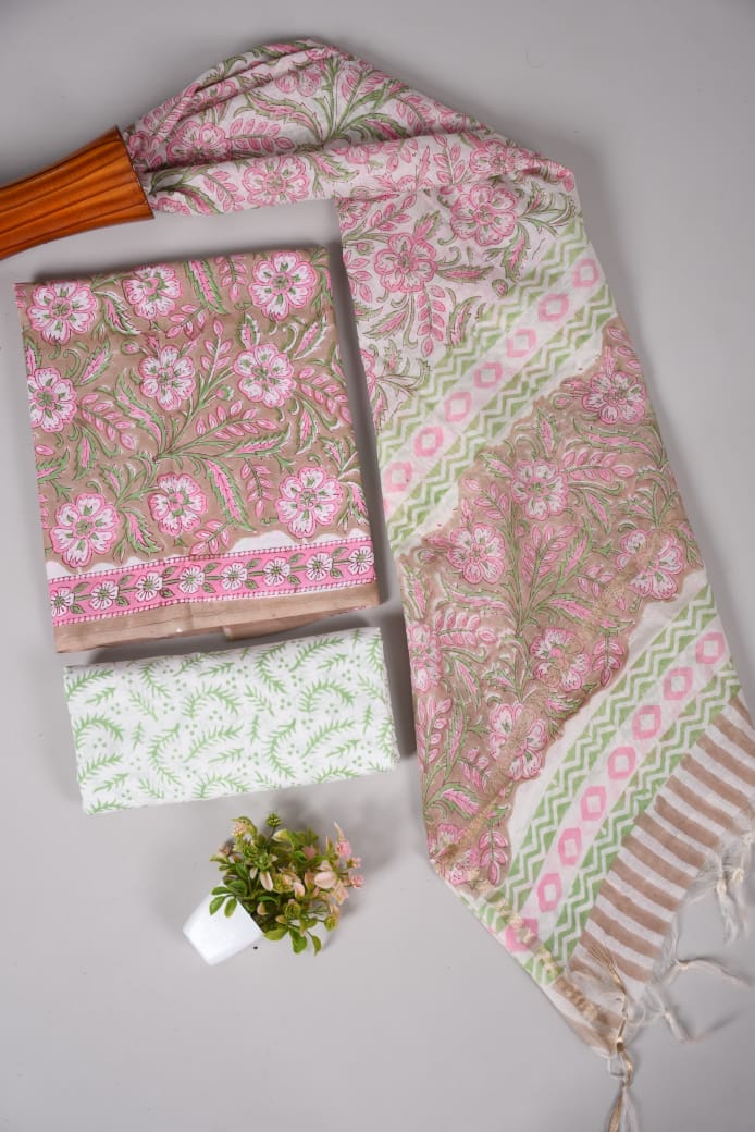 JAIPUR COTTON SUIT WITH CHANDERI DUPPATA (CSS11)
