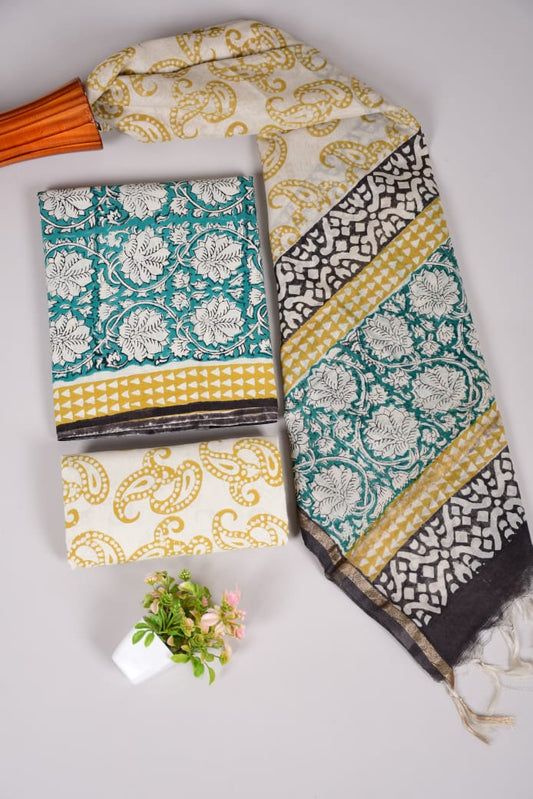 JAIPUR COTTON SUIT WITH CHANDERI DUPPATA (CSS14)