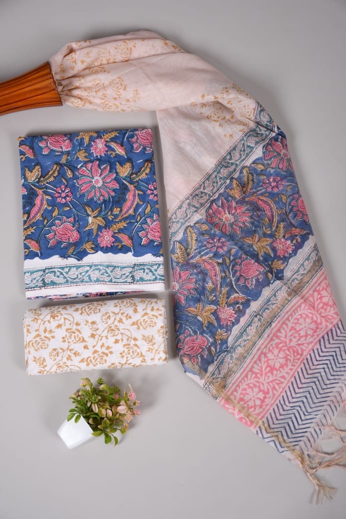 Cotton Suit With Chendari Dupatta