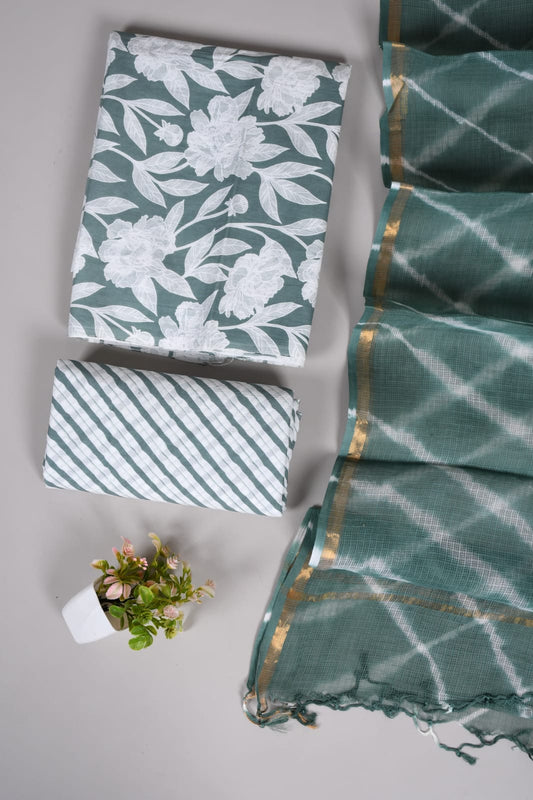 JAIPURI BLOCK PRINTED COTTON SUIT WITH KOTA DUPPATA (CKS7)