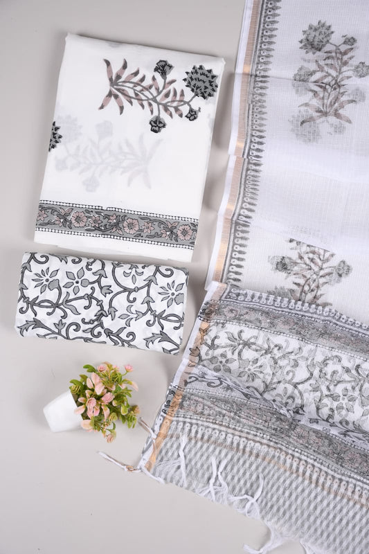 JAIPURI BLOCK PRINTED COTTON SUIT WITH KOTA DUPPATA (CKS14)