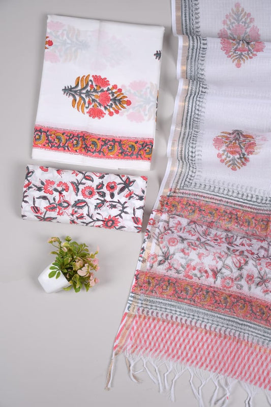 JAIPURI BLOCK PRINTED COTTON SUIT WITH KOTA DUPPATA (CKS18)