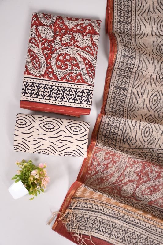 JAIPURI BLOCK PRINTED COTTON SUIT WITH KOTA DUPPATA (CKS23)