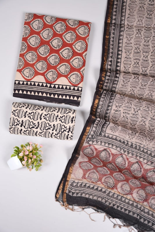 JAIPURI BLOCK PRINTED COTTON SUIT WITH KOTA DUPPATA (CKS24)