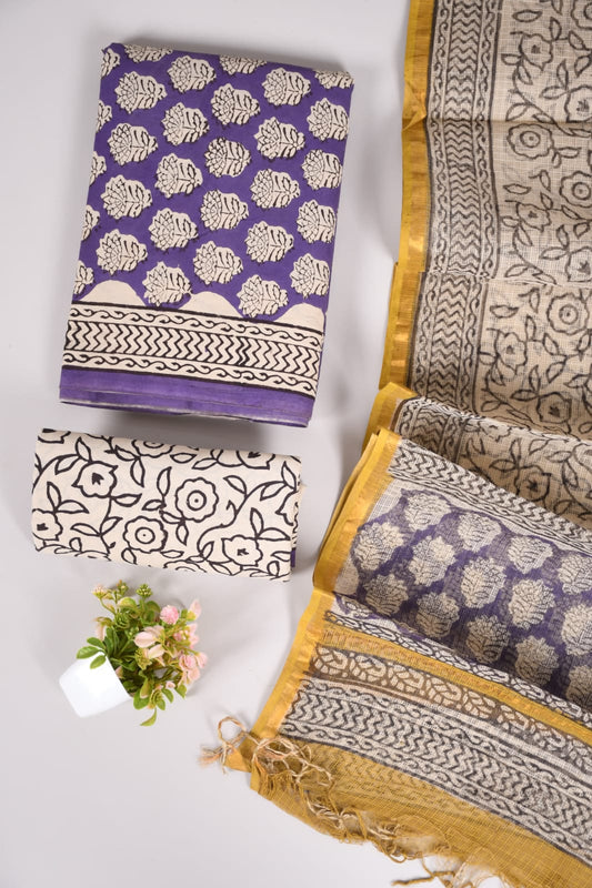 JAIPURI BLOCK PRINTED COTTON SUIT WITH KOTA DUPPATA (CKS26)