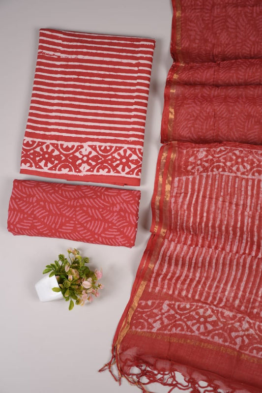 JAIPURI BLOCK PRINTED COTTON SUIT WITH KOTA DUPPATA (CKS34)