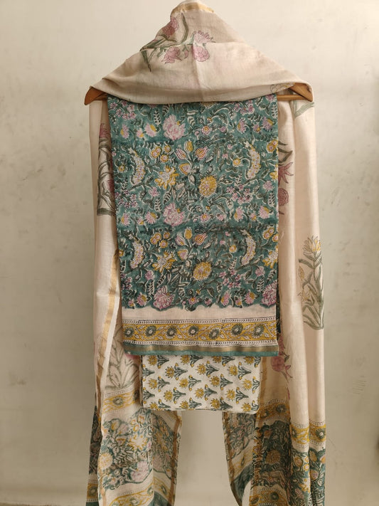 Jaipuri Block Printed Chanderi Silk Suits (CIN31)