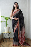 Jaipuri Hand Block Bagru Printed Maheshwari Silk Saree With Blouse (MSS63)