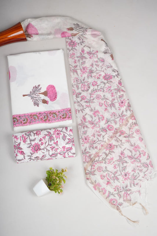 JAIPUR COTTON SUIT WITH CHANDERI DUPPATA (CSS6)