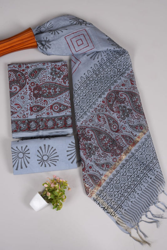 JAIPUR COTTON SUIT WITH CHANDERI DUPPATA (CSS33)
