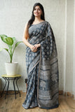 Bagru Hand Block Printed Chanderi Silk Saree with Blouse (CSS5)