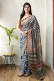 Bagru Hand Block Printed Chanderi Silk Saree with Blouse (CSS18)