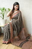 Bagru Hand Block Printed Chanderi Silk Saree with Blouse (CSS34)