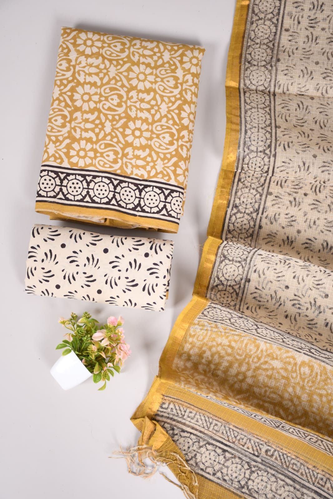 JAIPURI BLOCK PRINTED COTTON SUIT WITH KOTA DUPPATA (CKS5)
