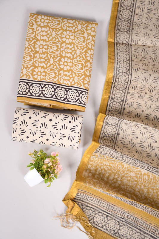 JAIPURI BLOCK PRINTED COTTON SUIT WITH KOTA DUPPATA (CKS5)