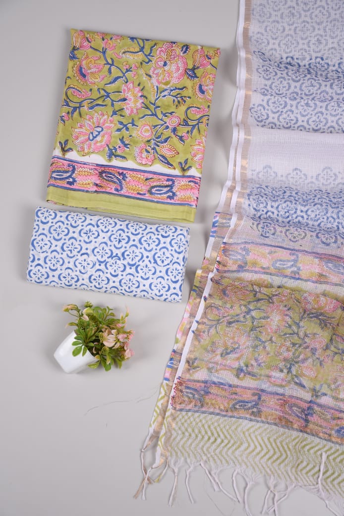 JAIPURI BLOCK PRINTED COTTON SUIT WITH KOTA DUPPATA (CKS47)