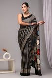 HAND BLOCK PRINTED AJARKH MODAL SILK SAREE (CIG18)