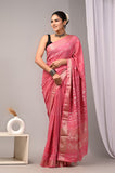 HAND BLOCK BAGRU PRINTED ART SILK CHANDERI SAREE WITH BLOUSE  (CIH23)