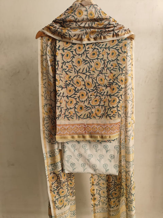 Jaipuri Block Printed Chanderi Silk Suits (CIN37)