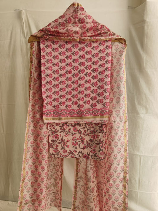 Jaipuri Block Printed Chanderi Silk Suits (CIN39)