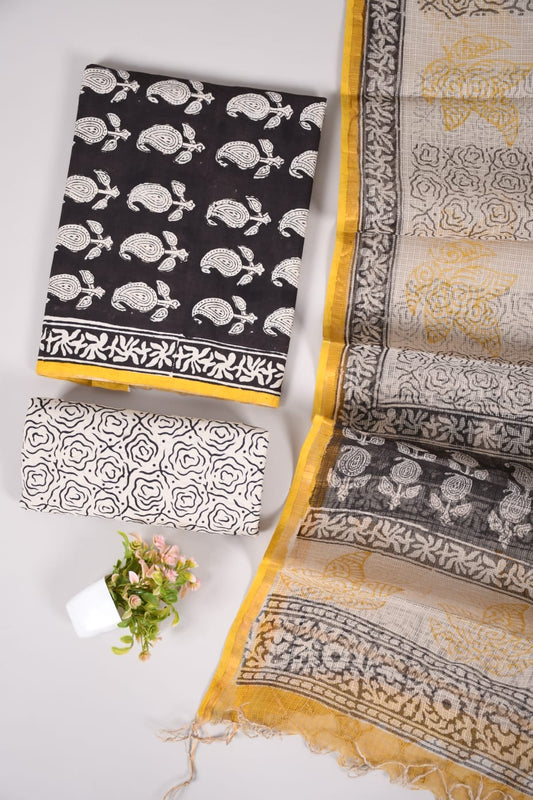 JAIPURI BLOCK PRINTED COTTON SUIT WITH KOTA DUPPATA (CKS8)
