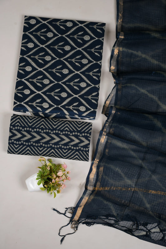 JAIPURI BLOCK PRINTED COTTON SUIT WITH KOTA DUPPATA (CKS22)