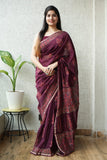 Bagru Hand Block Printed Chanderi Silk Saree with Blouse (CSS53)