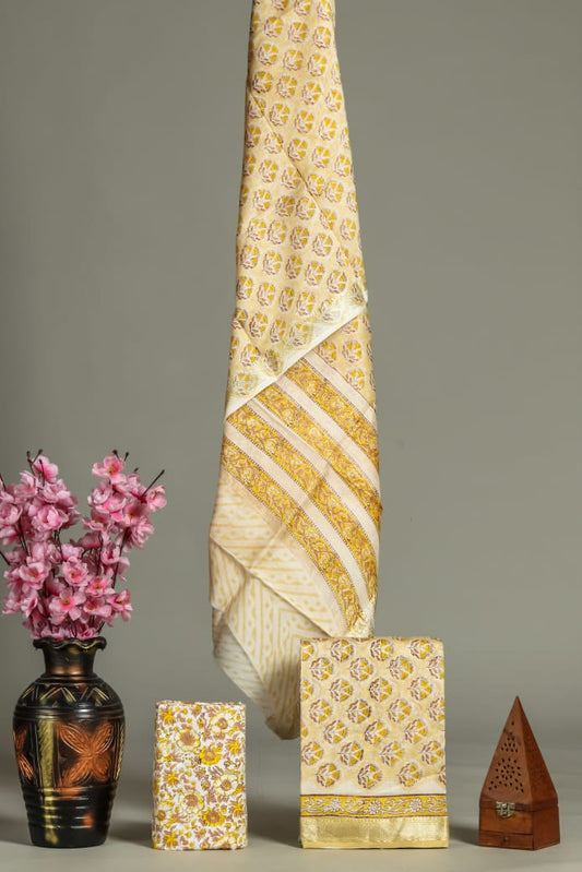 JAIPURI HAND BLOCK PRINTED MAHESHWARI SILK SUIT WITH SILK DUPPATA (MSD57)
