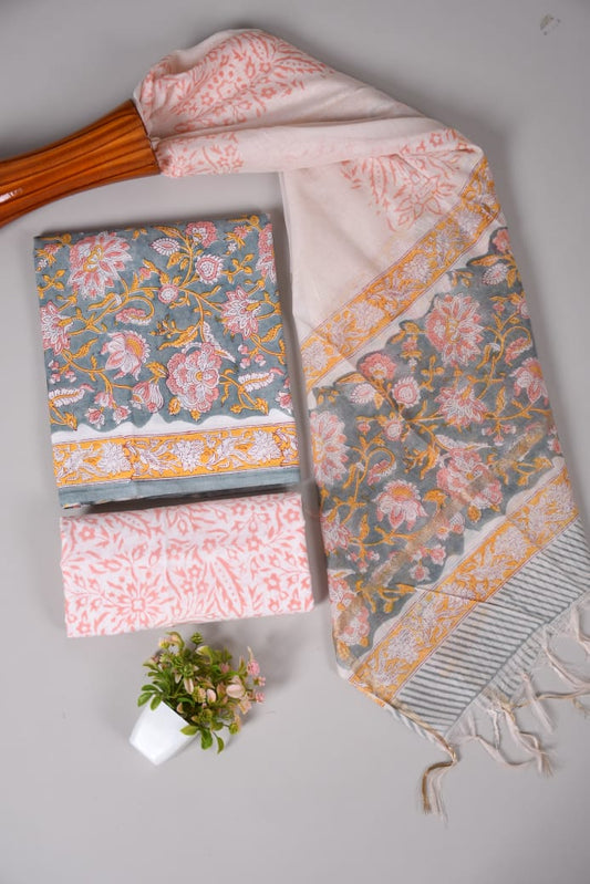 JAIPUR COTTON SUIT WITH CHANDERI DUPPATA (CSS46)