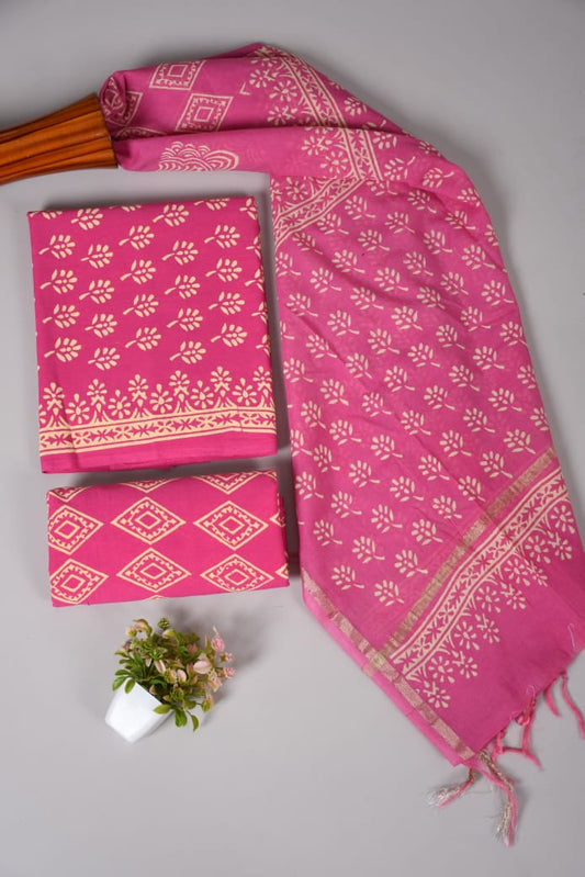 JAIPUR COTTON SUIT WITH CHANDERI DUPPATA (CSS49)