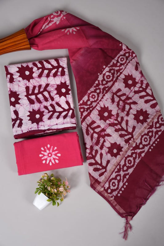 JAIPUR COTTON SUIT WITH CHANDERI DUPPATA (CSS55)