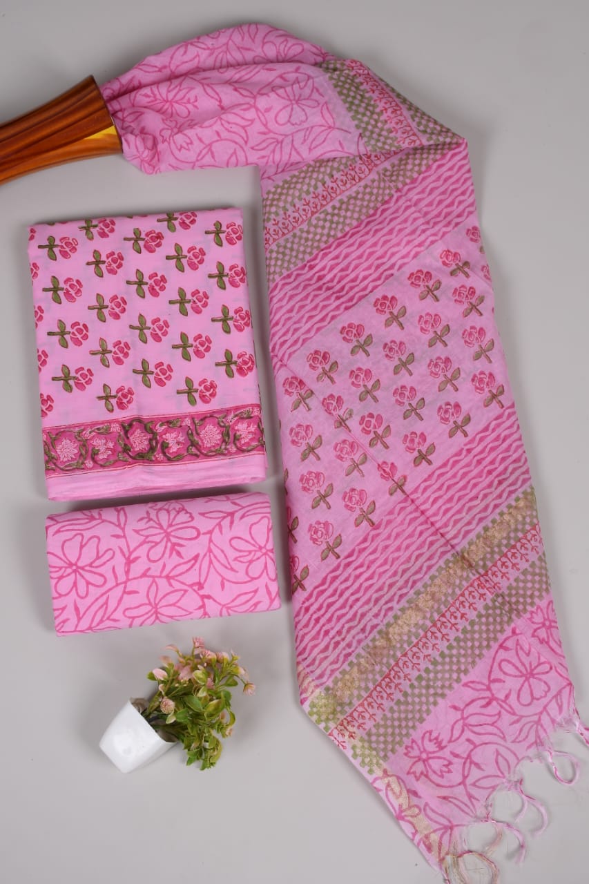 JAIPUR COTTON SUIT WITH CHANDERI DUPPATA (CSS59)