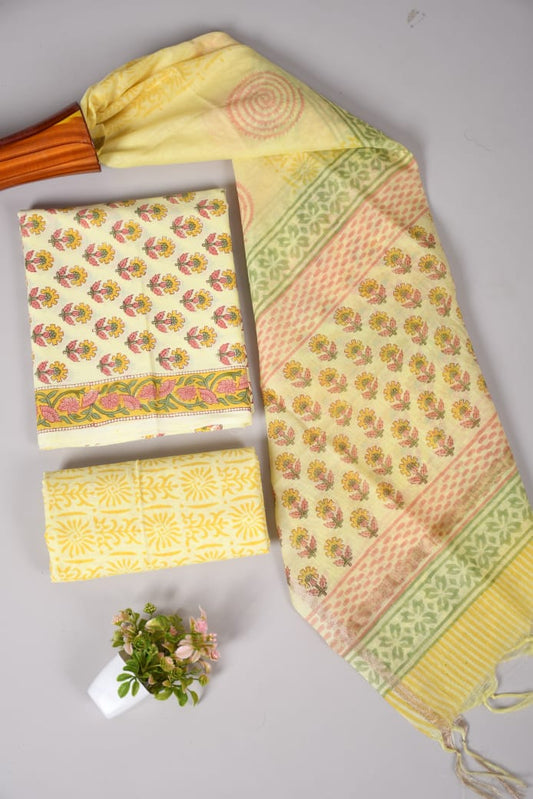 JAIPUR COTTON SUIT WITH CHANDERI DUPPATA (CSS71)