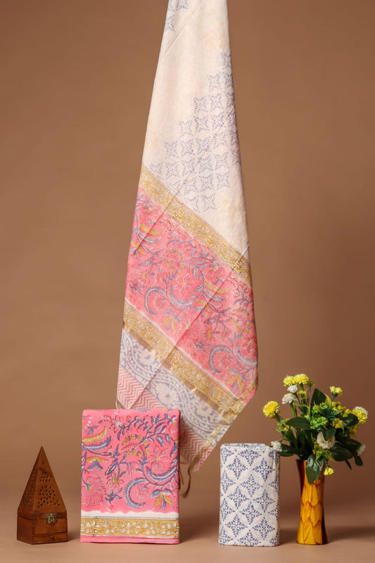 JAIPUR COTTON SUIT WITH CHANDERI DUPPATA (CSS74)