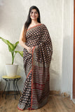Bagru Hand Block Printed Chanderi Silk Saree with Blouse (CSS56)