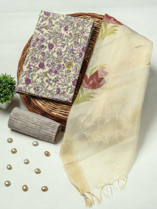 PRIMIUM JAIPURI COTTON SUIT WITH ORGANZA SILK DUPPATA (COS43)